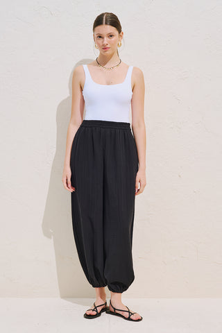 Muslin Balloon Trousers Black