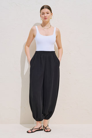 Muslin Balloon Trousers Black