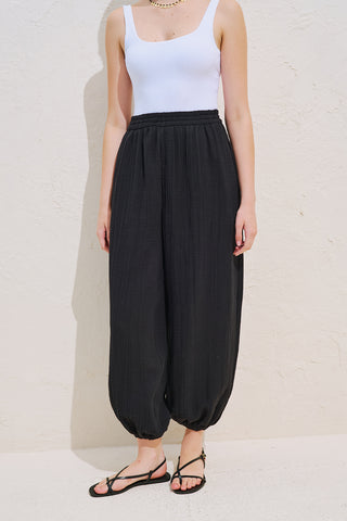 Muslin Balloon Trousers Black