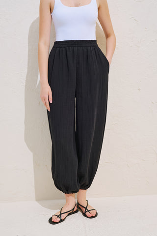Muslin Balloon Trousers Black