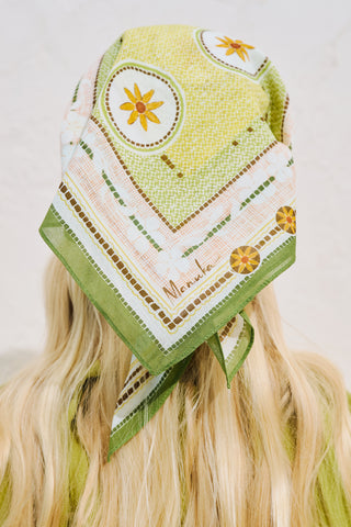 Patterned Cotton Square Scarf Marigold