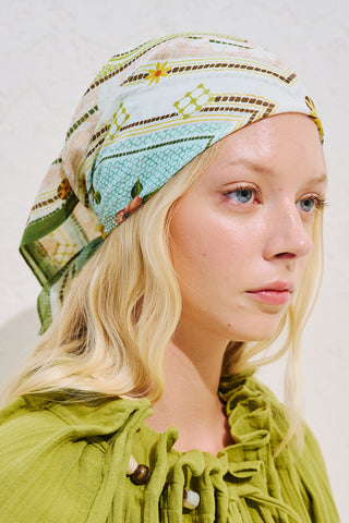 Patterned Cotton Square Scarf Marigold