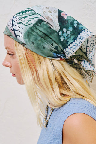 Patterned Cotton Square Scarf Mita