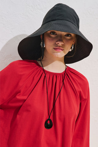Tulip Wide Tie Hat Black