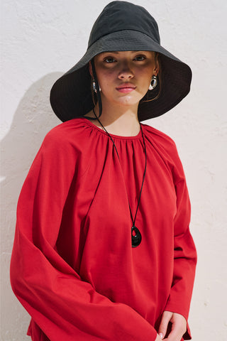 Tulip Wide Tie Hat Black