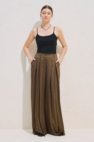Tansy Pleated Trousers Brown