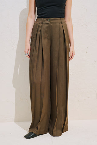 Tansy Pleated Trousers Brown
