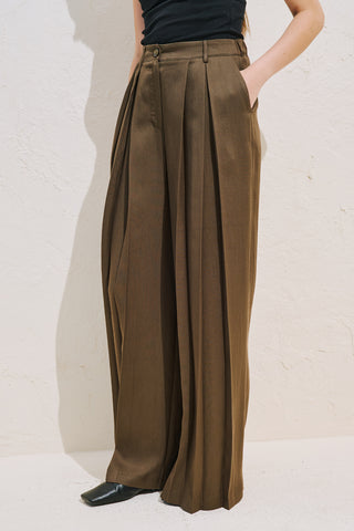 Tansy Pleated Trousers Brown