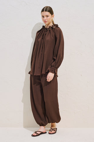 Muslin Balloon Trousers Dusty Brown