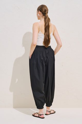 Balloon Leg Drawstring Trousers Black