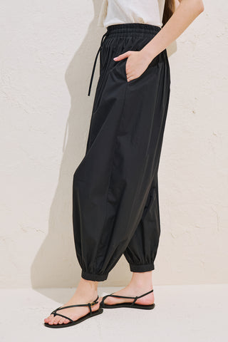 Balloon Leg Drawstring Trousers Black