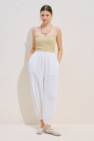 Muslin Balloon Trousers White
