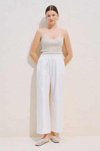 Limited Edition Embroidered Trousers Ecru