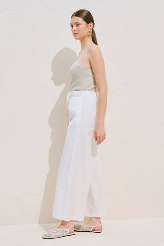 Limited Edition Embroidered Trousers Ecru