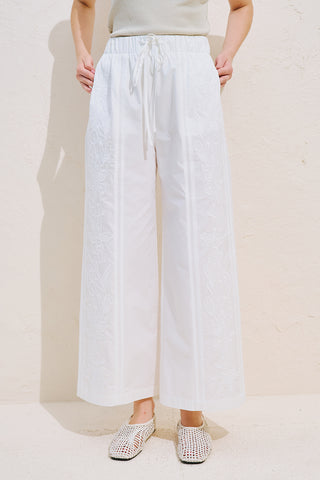 Limited Edition Embroidered Trousers Ecru