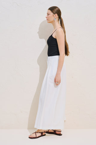 Linen Blend Wide Pleated Trousers Ecru