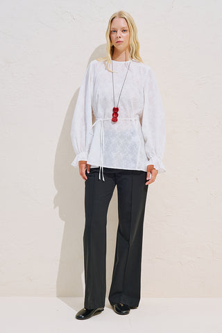 Limited Edition Embroidered Voluminous Blouse Ecru
