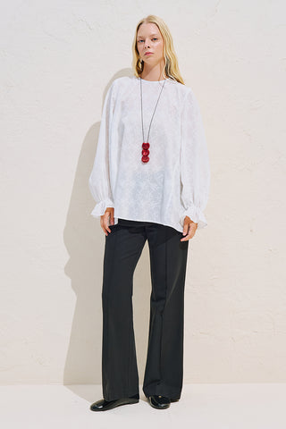 Limited Edition Embroidered Voluminous Blouse Ecru