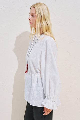 Limited Edition Embroidered Voluminous Blouse Ecru