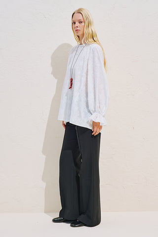 Limited Edition Embroidered Voluminous Blouse Ecru