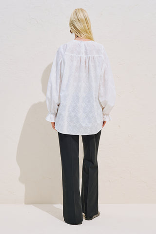 Limited Edition Embroidered Voluminous Blouse Ecru