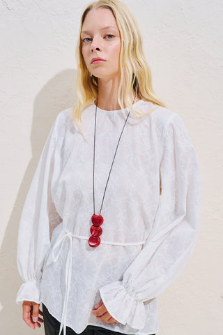 Limited Edition Embroidered Voluminous Blouse Ecru