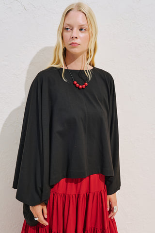 Voluminous Cape Blouse Black