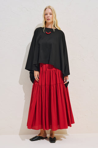 Voluminous Cape Blouse Black