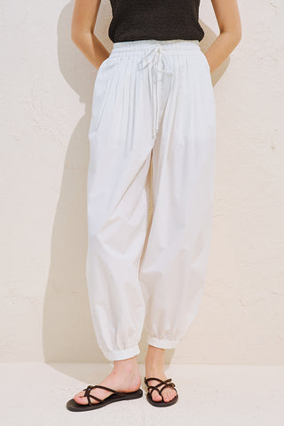 Balloon Leg Drawstring Trousers Ecru
