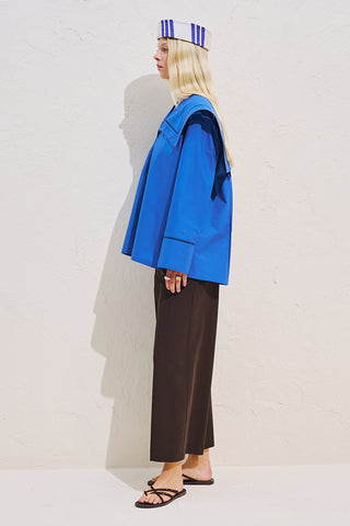 Sailor Collar Shirt With Trim Detail Blue