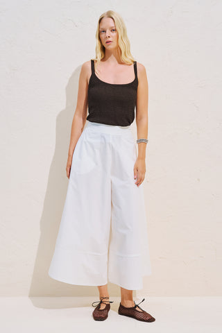 Skirt Effect Trousers With Trim Detail Ecru