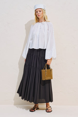 Voluminous Shirt With Lace Sleeves Ecru