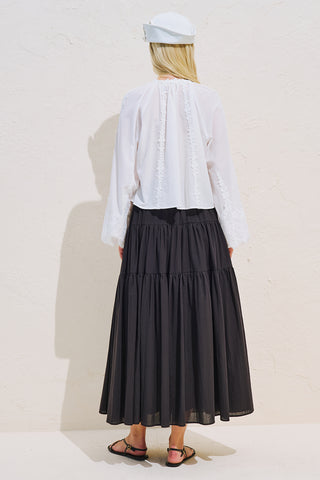 Voluminous Shirt With Lace Sleeves Ecru