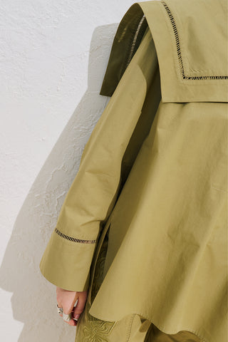 Sailor Collar Shirt With Trim Detail Khaki