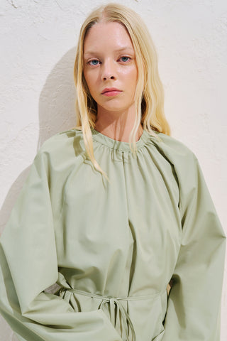 Belted Balloon Sleeve Tunic Pistachio