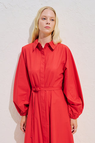 Edith Shirt Dress Red