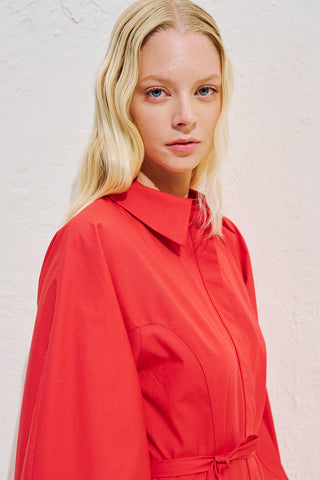 Edith Shirt Dress Red