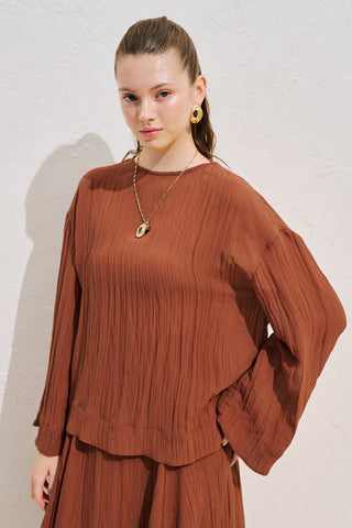 Draped Wide Sleeve Blouse Tile