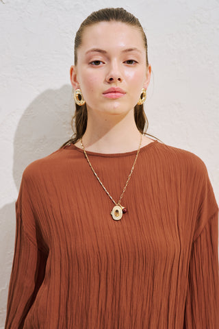 Draped Wide Sleeve Blouse Tile