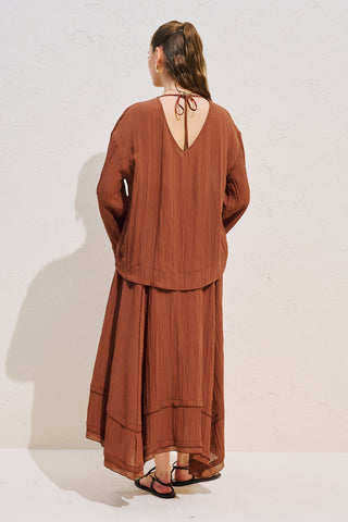 Draped Wide Sleeve Blouse Tile