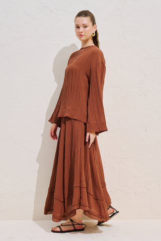 Draped Wide Sleeve Blouse Tile