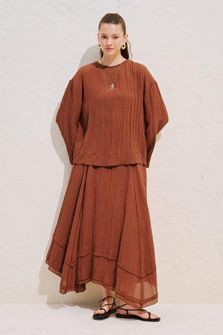 Draped Wide Sleeve Blouse Tile