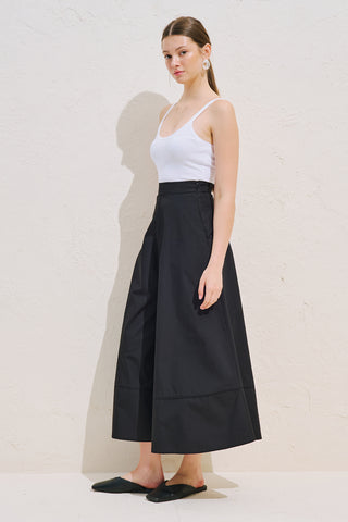 Skirt Effect Trousers With Trim Detail Black