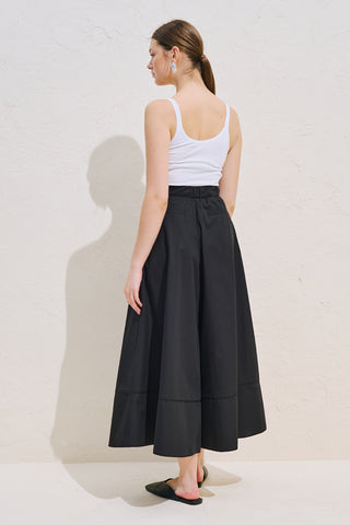 Skirt Effect Trousers With Trim Detail Black