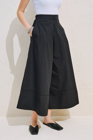 Skirt Effect Trousers With Trim Detail Black