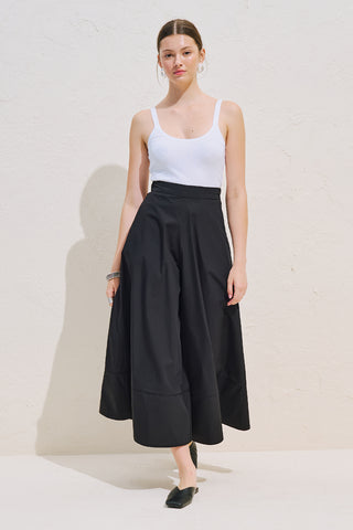 Skirt Effect Trousers With Trim Detail Black