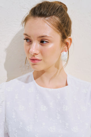 Polina Embroidered Tie Dress Ecru