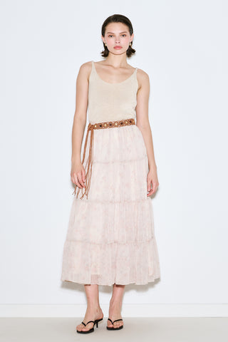 Ruched Chiffon Maxi Skirt Blush