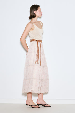 Ruched Chiffon Maxi Skirt Blush