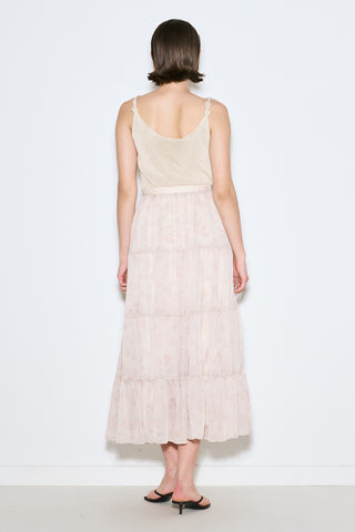 Ruched Chiffon Maxi Skirt Blush